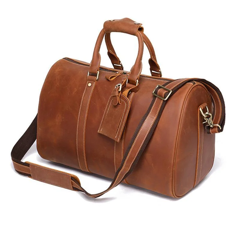 Genuine Leather Comfortable Grab Clean Silhouette Spacious Interior Carryall Bag for Traveling