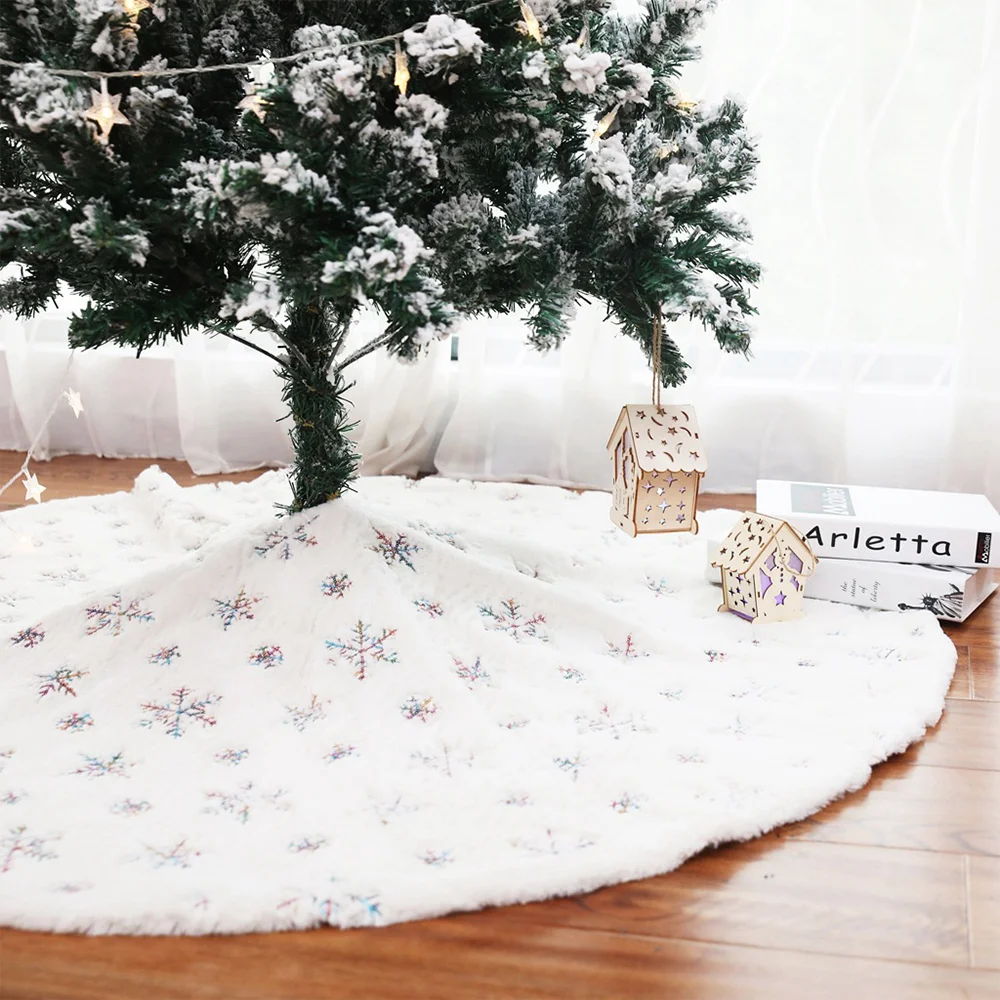 Plush snowflake sequin Christmas tree skirt decorations
