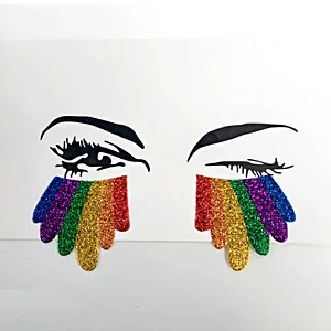 Rainbow Color Eye Glitter Patch Breast Patch