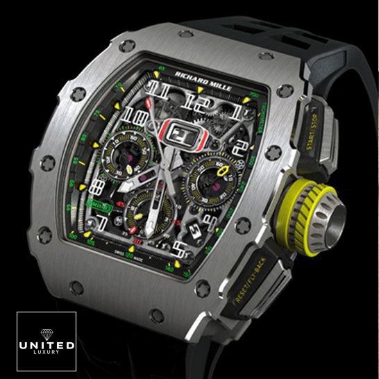 Richard Mille Rm01103 Titane Flyback Steel Black Dial Replica black background