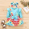 Baby Girl Romper Suspender Skirts Headband Bow Sets