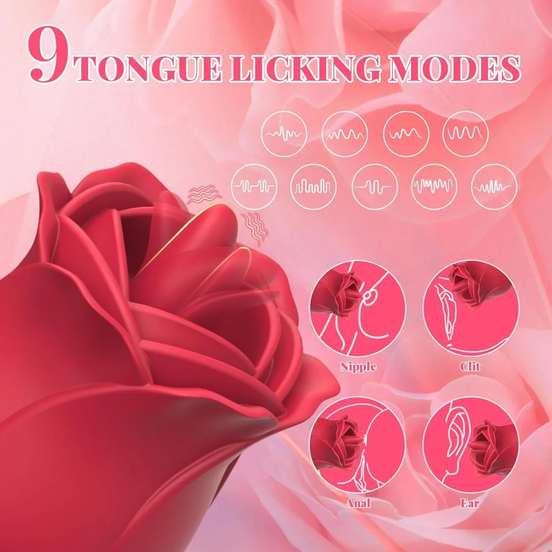 2 In 1 Rose Toy Clitoral Stimulator Tongue Licking Massager