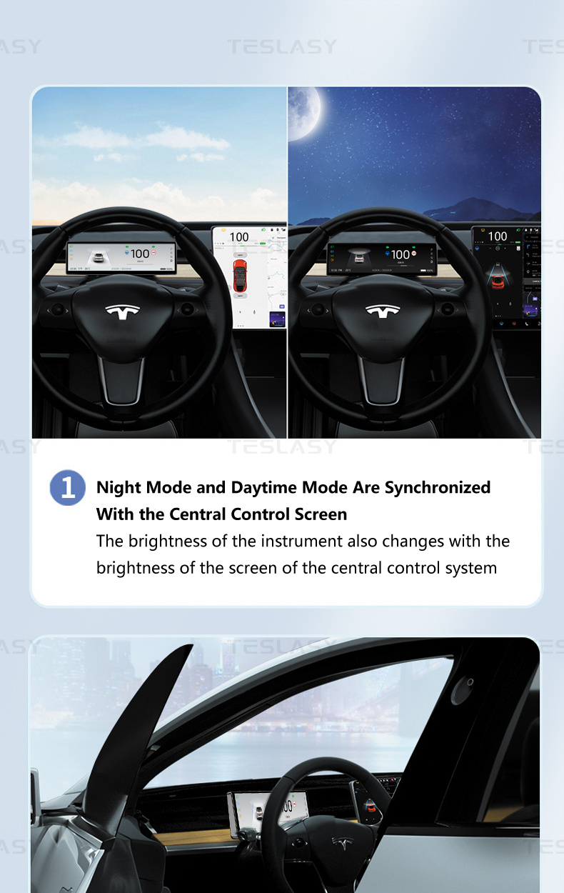 TESLASY Model 3/Y/Model 3 Highland T8 8.8-inch / T6 (6.2-inch) Center Console Dashboard Touch Display Dashboard Instrument Cluster