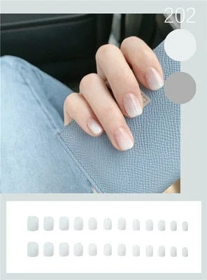 Nails Art Fake Nail Tips Press on Tipsy with Glue Coffin Stick Designs Clear Display Set Full Cover Artificial Short kiss square-Nail Inspo