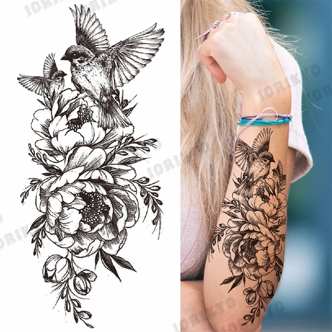 3D Skull Rose Flower Temporary Tattoos For Women Men Geometry Tiger Compass Mandala Fake Tattoo Washable Body Art Painting Tatoo