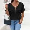 Gioiacombo&trade; T-shirt a maniche corte con zip taglie forti da donna