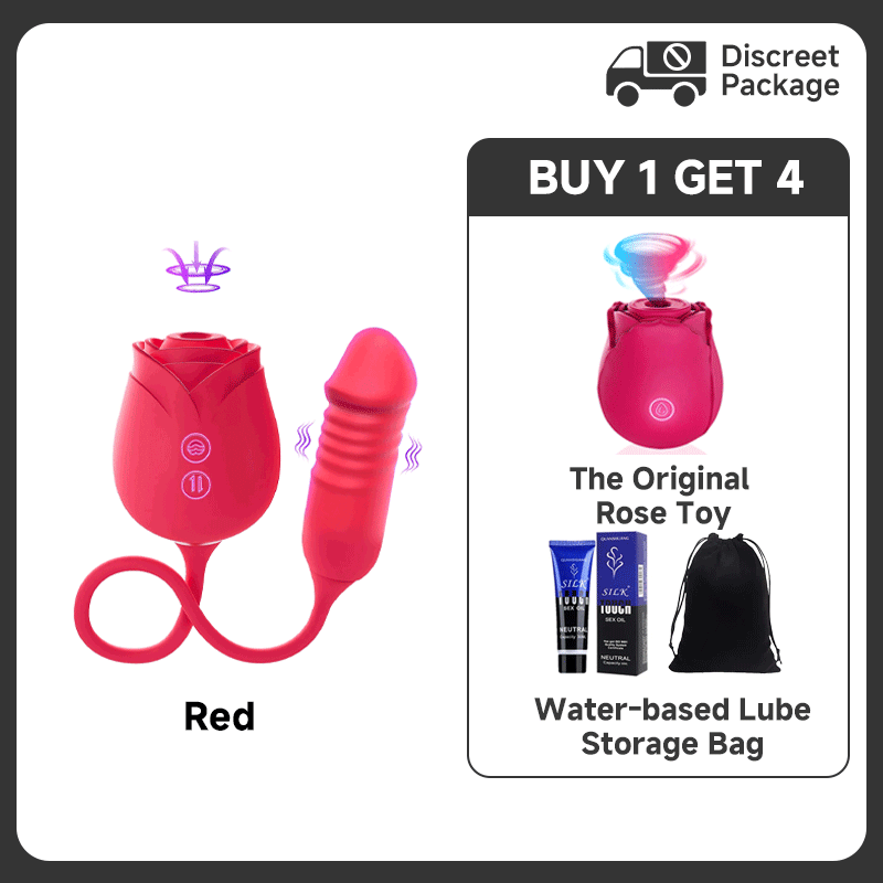 2025 Rose Thrusting Dildo with Clitoral Sucking and 10 Vibrating Modes for Deep Pleasure