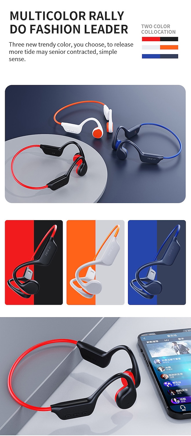 Bone Conduction Bluetooth Earphones - IPX8 Waterproof MP3 Player, 32GB Memory, HiFi Ear-Hook Headphones with Mic for Swimming 2025 - GBP £35 –P18
