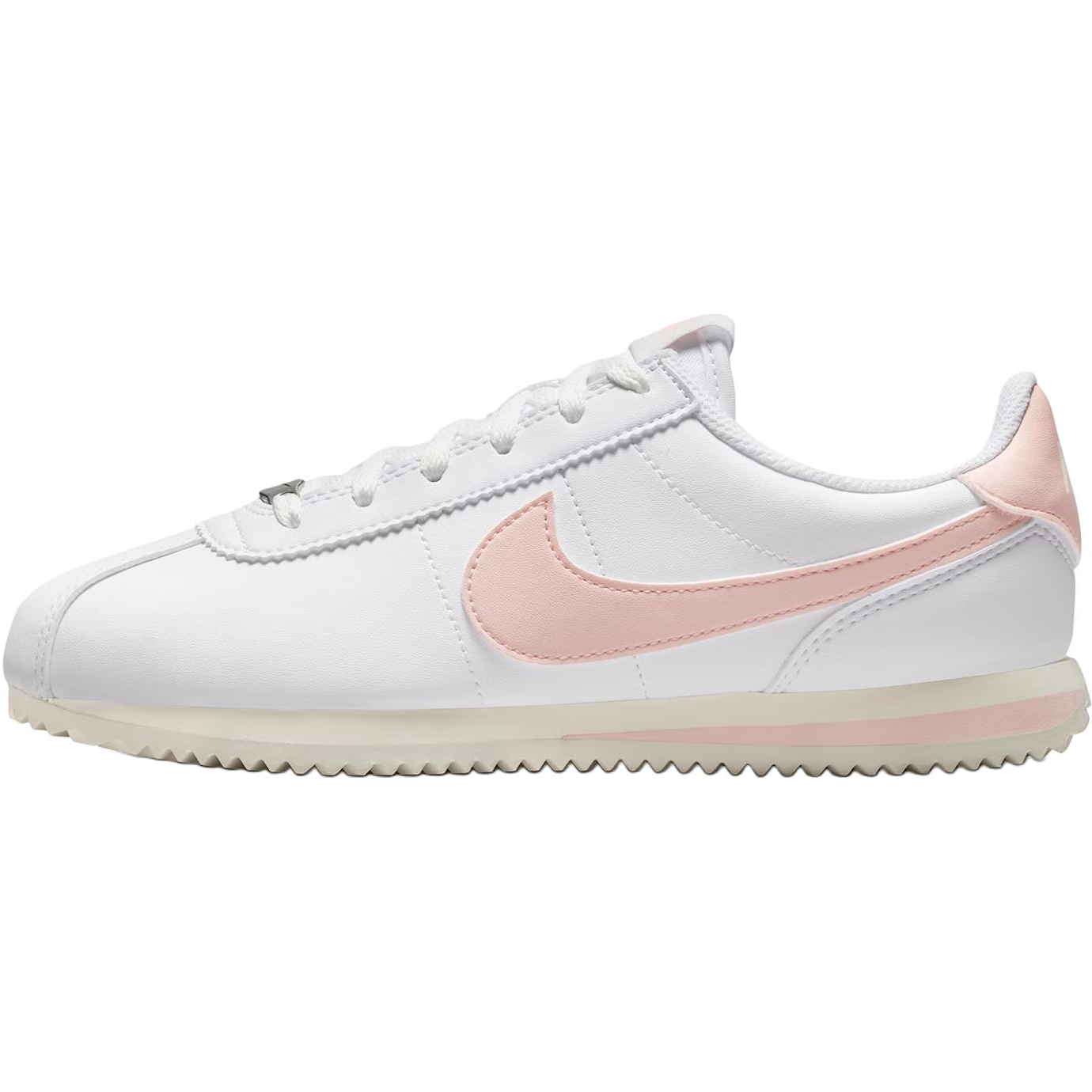 Nike Cortez Anti Slip Wear Resistant Low Top Kids Lifestyle Shoes White Pink Teenagers