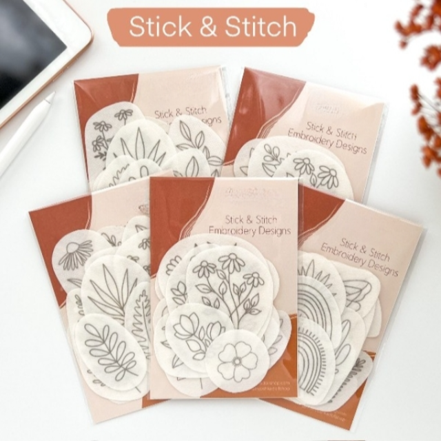 75 Pcs Water Soluble Embroidery Patterns, 3 Template Sheet