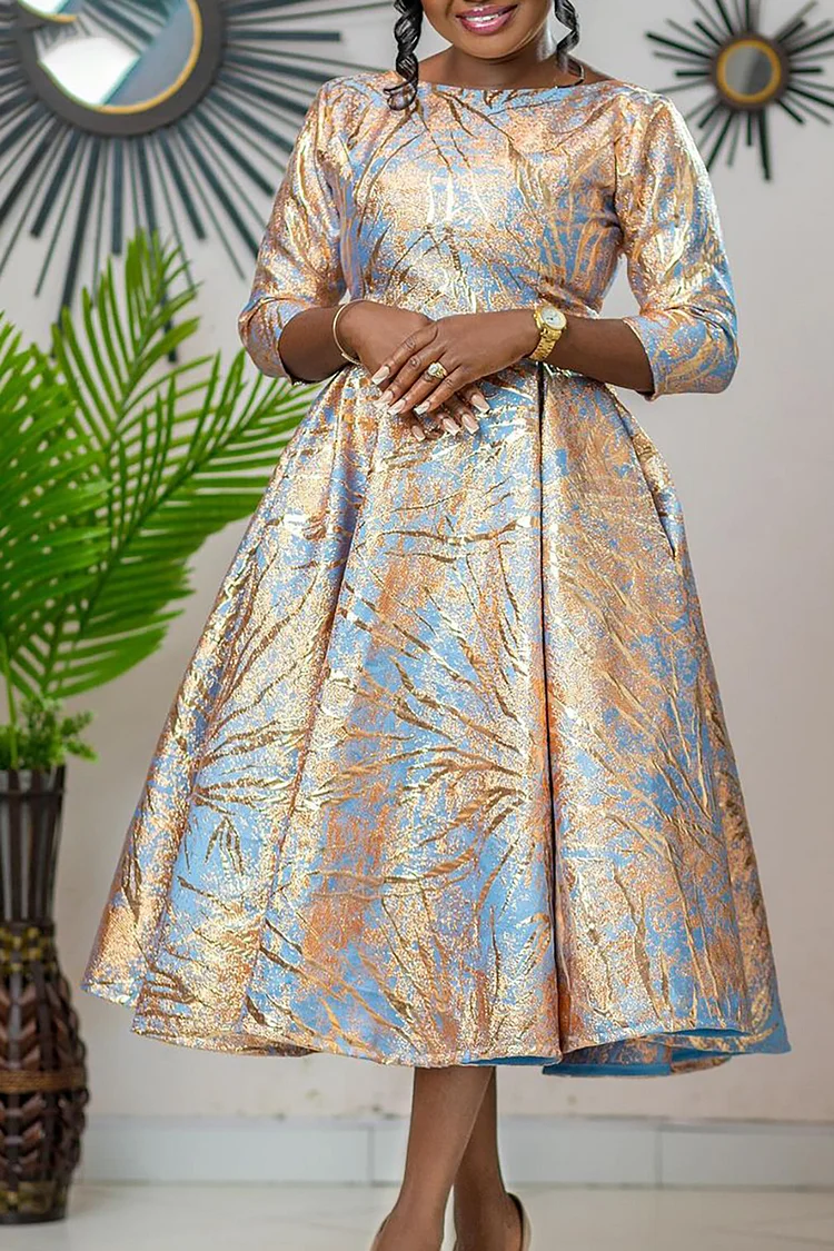 Allover Camouflage Print Three Quarter Sleeve Midi Dress for Mom and Me