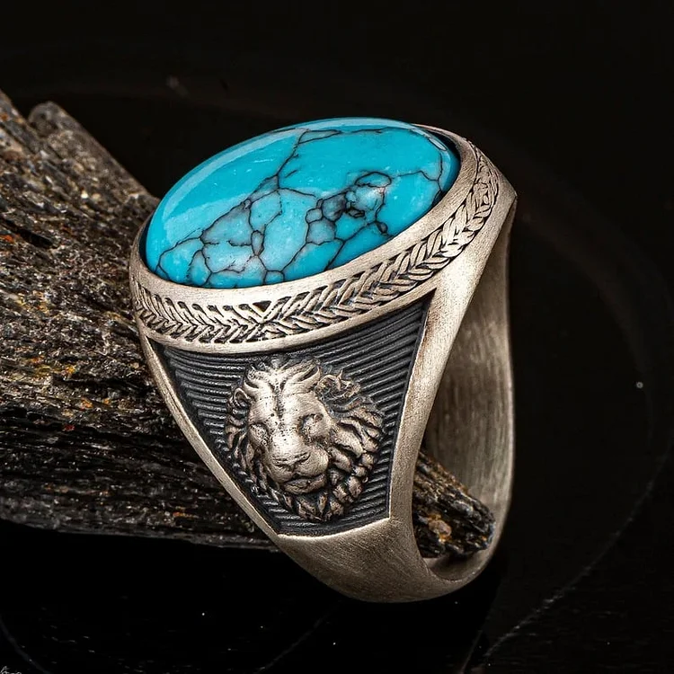 925 Lion Turquoise Ring