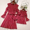 Family Dress Mother Daughter Long Bustier Plaid Dress