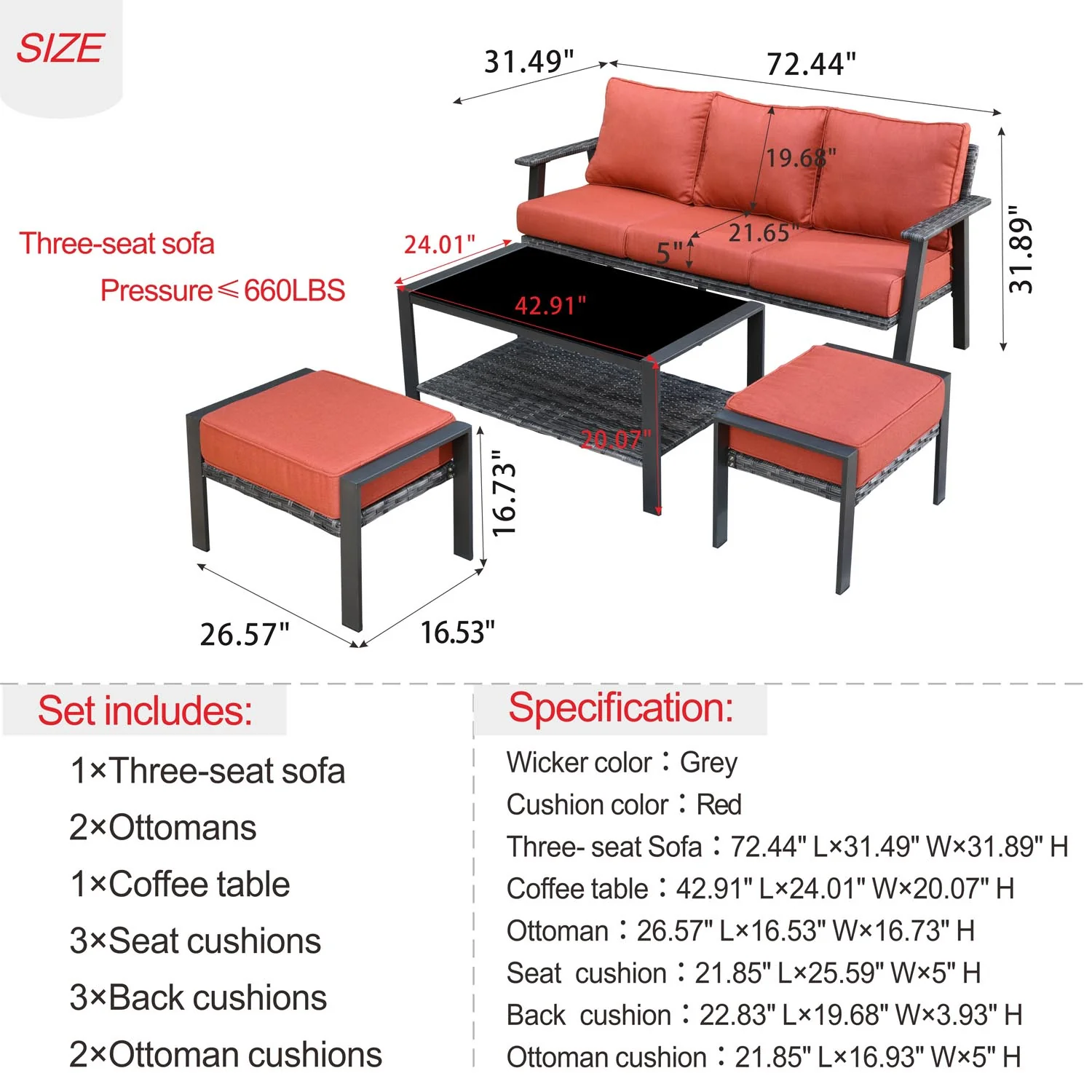 Ovios Outdoor Bistro Table Set 4 Piece