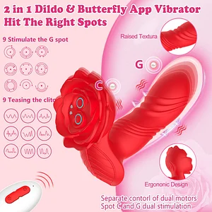 2 In 1 Rose Wearable Telescopic Vibrator