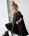 Kid Baby Girl Ruffled Loose Long Sleeve Round Neck Dress