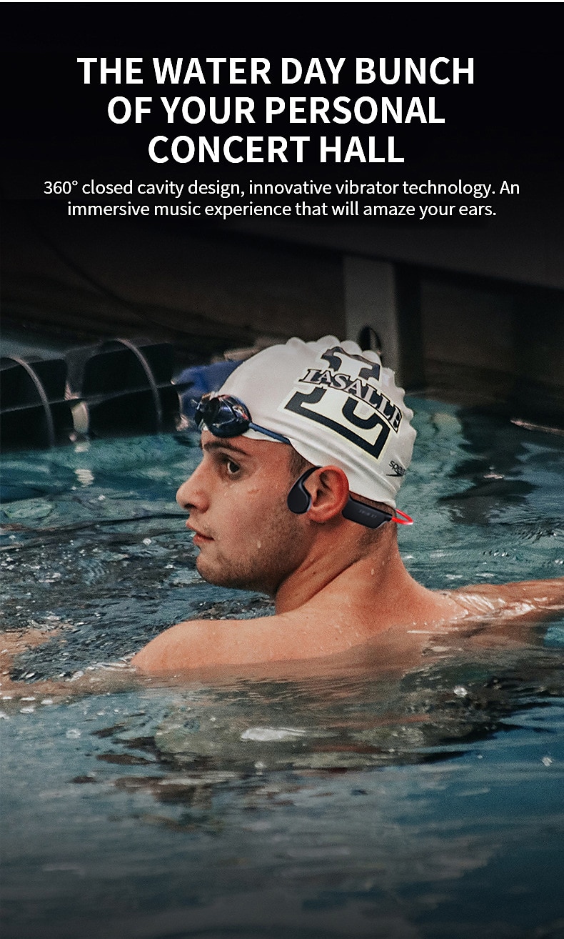 Bone Conduction Bluetooth Earphones - IPX8 Waterproof MP3 Player, 32GB Memory, HiFi Ear-Hook Headphones with Mic for Swimming 2025 - GBP £35 –P17