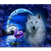 (Multistyle) Loup De Nuit - Rond Diamant Peinture 40*30CM