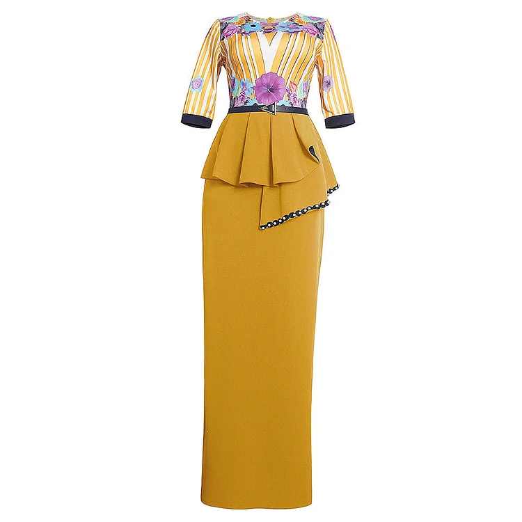 African Dashiki Dress Printed Ruffled Dress