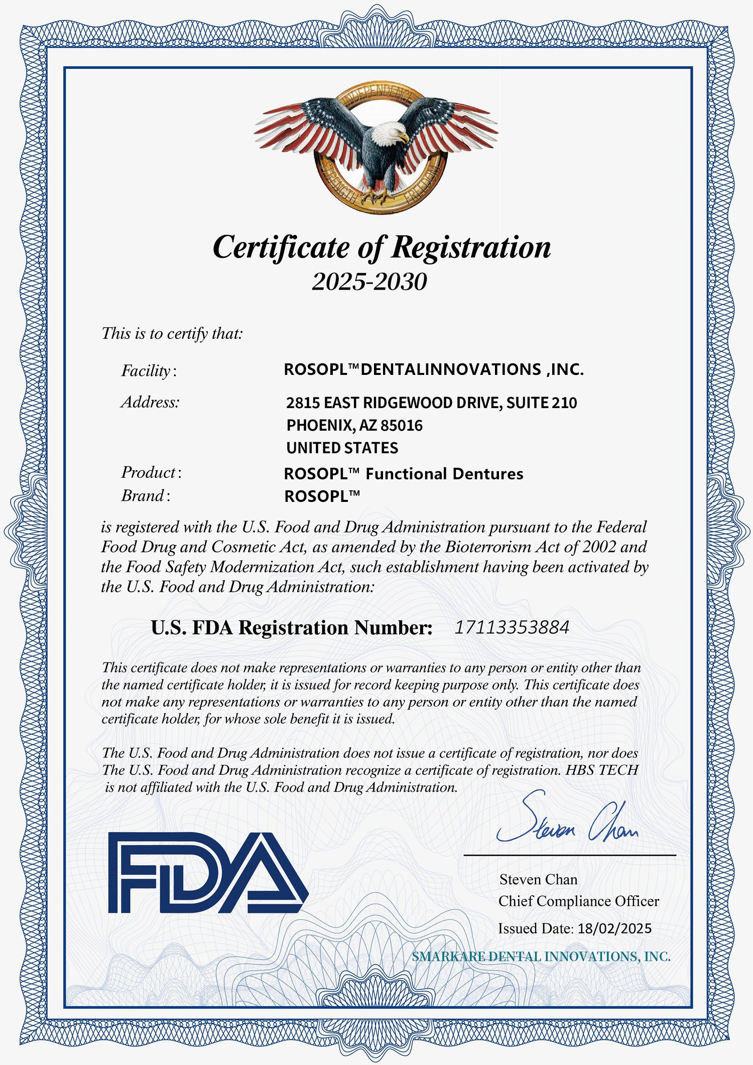 ROSOPL™ Functional Dentures – Dentist Recommended for Seniors 45+ | Made in USA | FDA Cleared