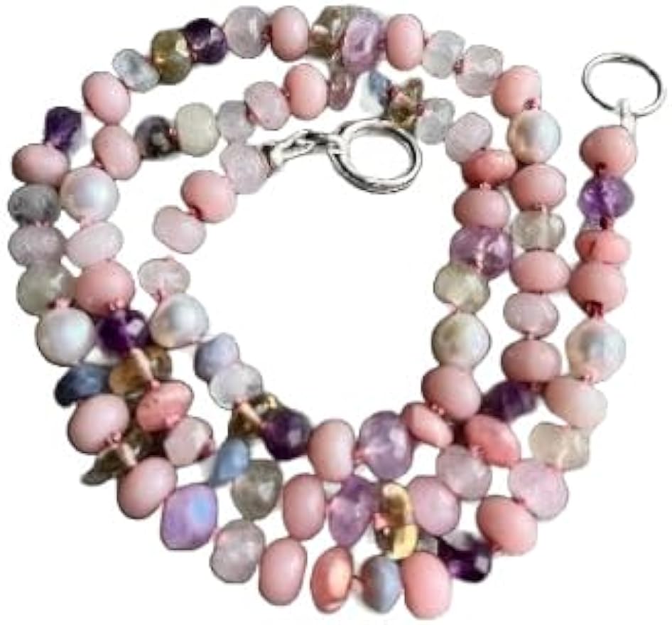 LKBEADS Natural Pink and lavender Necklace rondelle 6-7mm smooth 16inch Full strand Beads Jewelry Gemstone Necklace crystal healing energy stone Necklace for Women