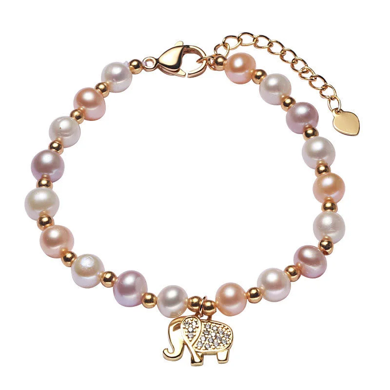 Pearl Elephant Zircon Charm Sincerity Bracelet