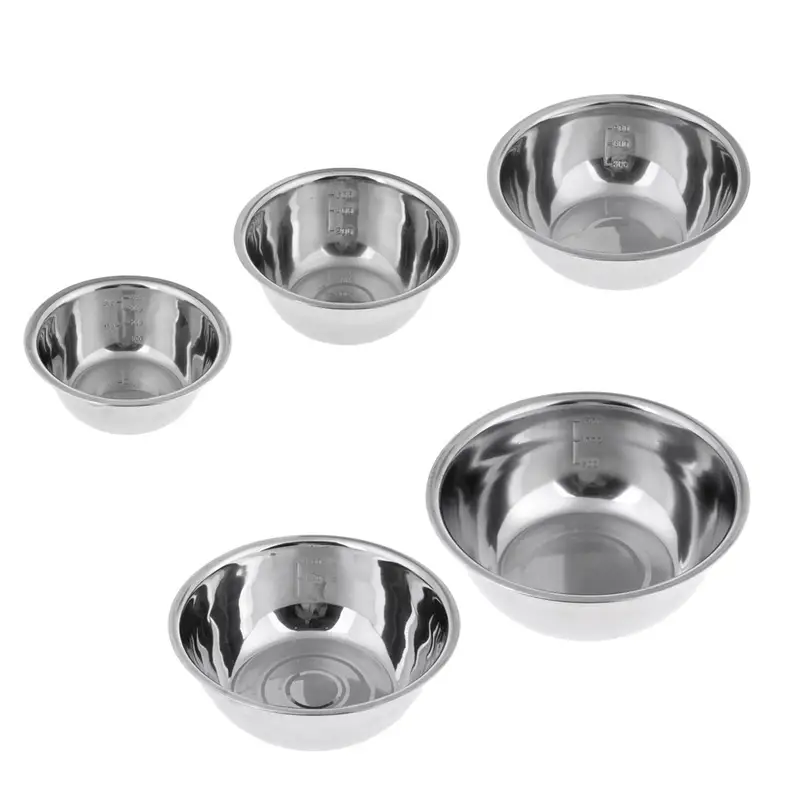 5pcs non slip stainless steel mixing bowls set perfect for kitchen cooking and baking nesting design for easy storage details 3