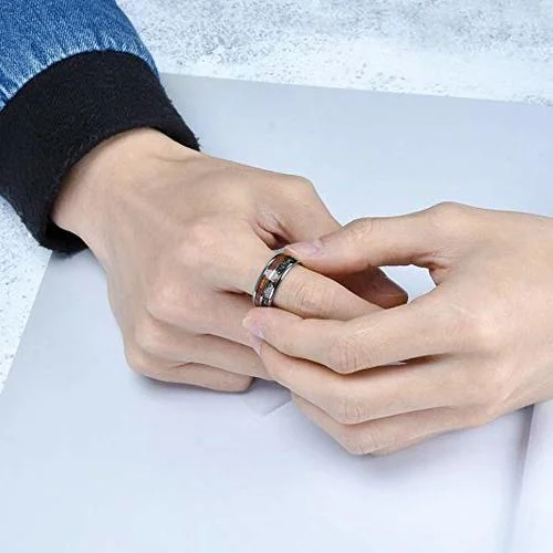 6MM 8MM Women's Or Men's Tungsten Carbide Wedding Matching Rings Silver with Multi Color Rainbow Opal Inlay