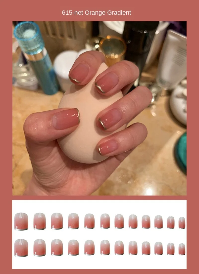 Nails Art Fake Nail Tips Press on Tipsy with Glue Coffin Stick Designs Clear Display Set Full Cover Artificial Short kiss square-Nail Inspo