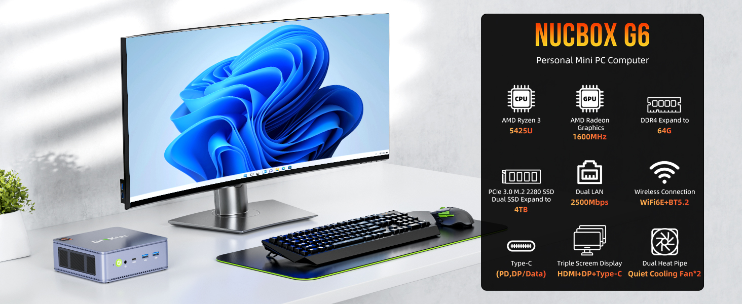 ミニPC GMKtec NucBox G6 Ryzen3 5425U 16GB+512GB Amazon.co.jp: GMKtec ミニPC AMD Ryzen 3 5425U (4C/8T 最大