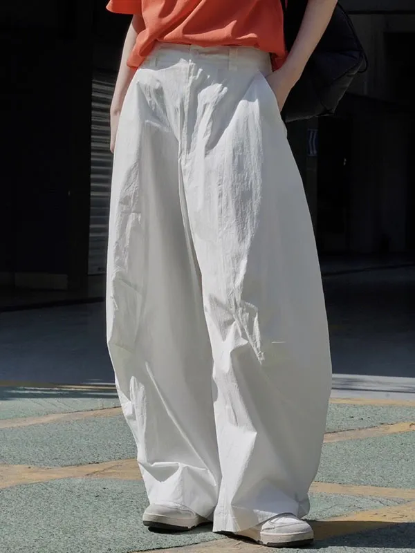 Loose Straight Leg High-Waisted Solid Color Split-Joint Pants Trousers