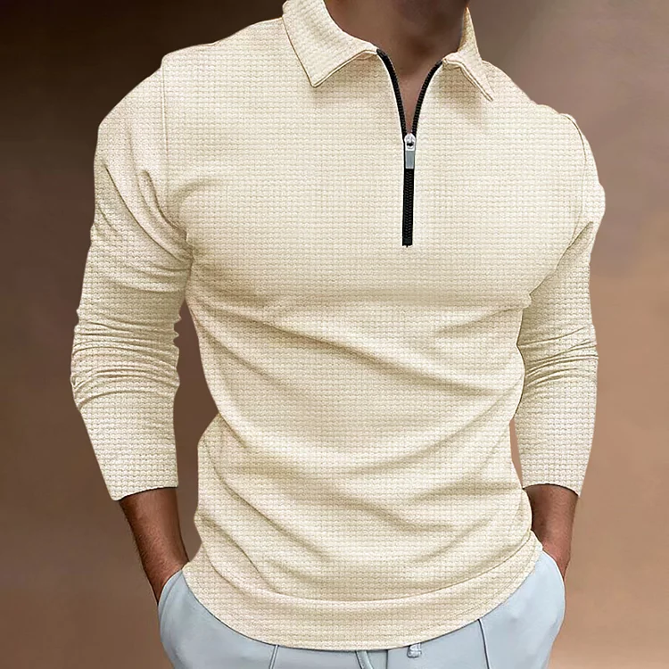 Men’s new zip long sleeve T-shirt top