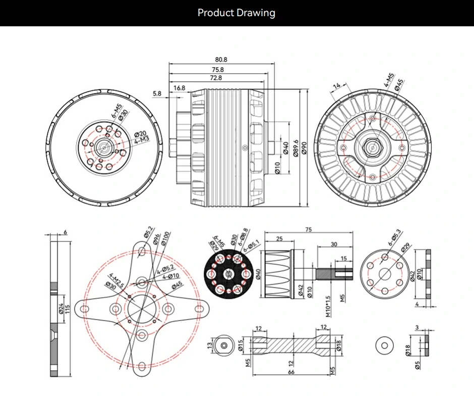 AT8025 fixed-wing UAV propulsion system product drawing