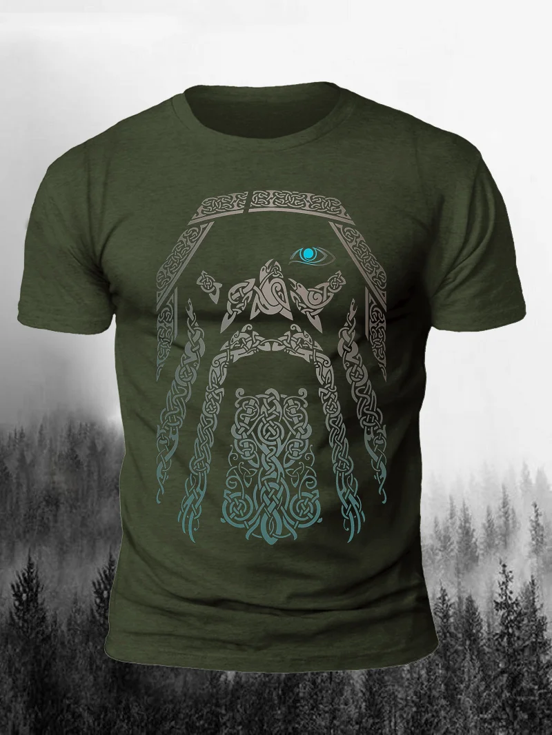 Viking Face Print Short Sleeve Men's T-Shirt in  mildstyles