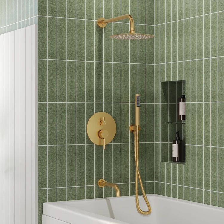 M6612GNI-10BL EVERSTEIN Shower System | 10" Rain Shower Head with Handheld & Bathtub Spout