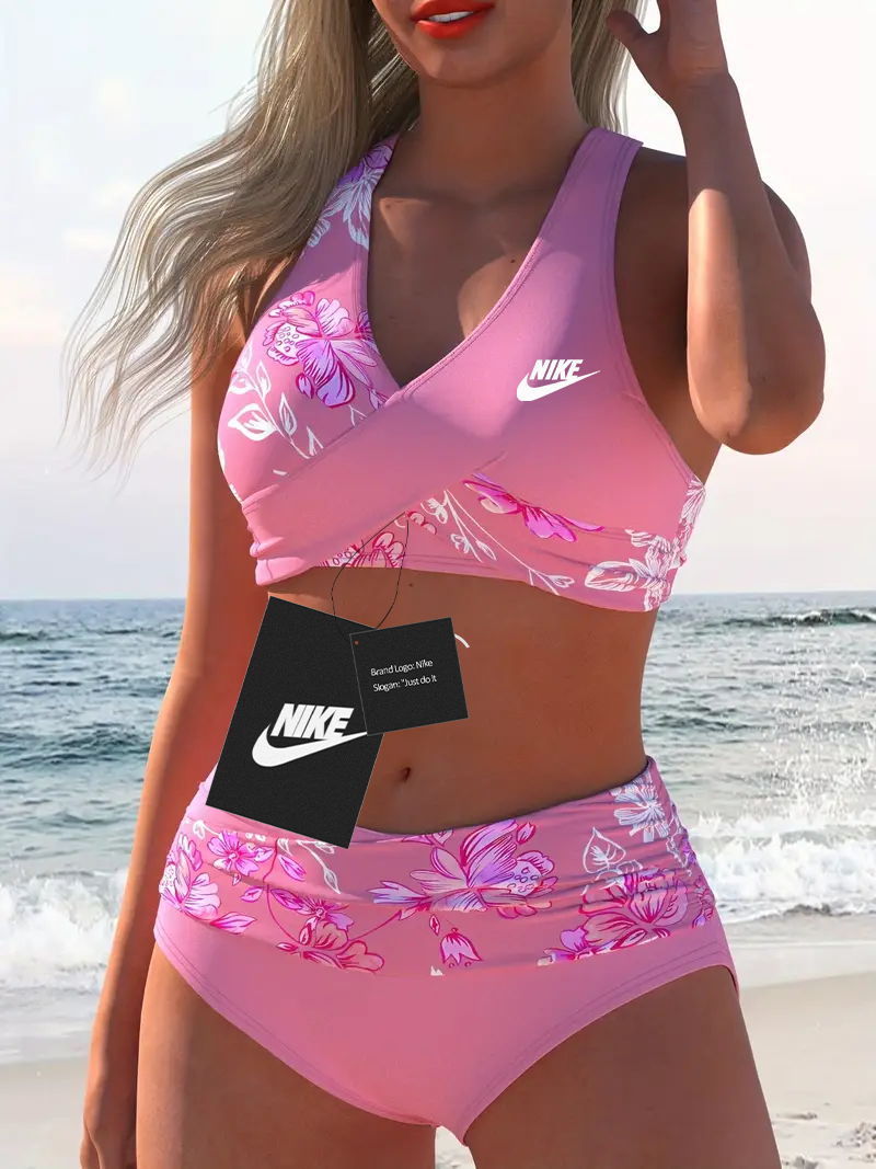 Novo conjunto de fatos de banho bicolor de praia para mulher 2025