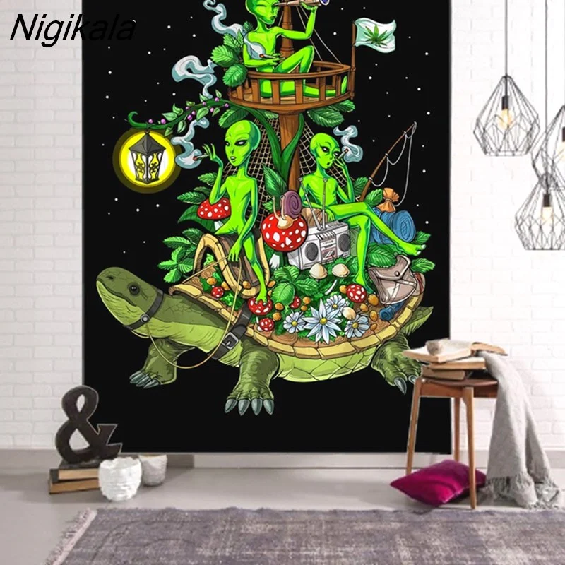 Nigikala art tapestry cartoon illustration wall hanging hippie home dorm decor cloth kawaii room decor kids room wall decor