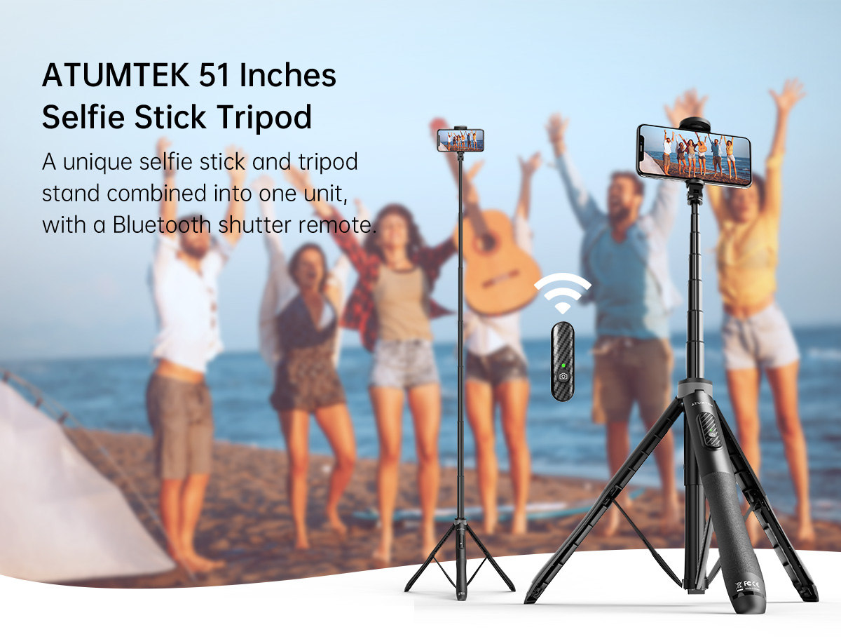 ATUMTEK 51 Selfie Stick Tripod, All in One, Extendable Tripod Stand - Open  box