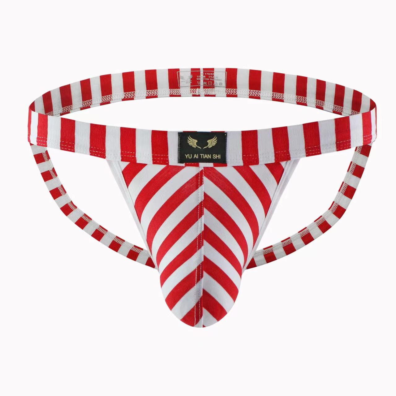 Men's Striped Bikini Thong