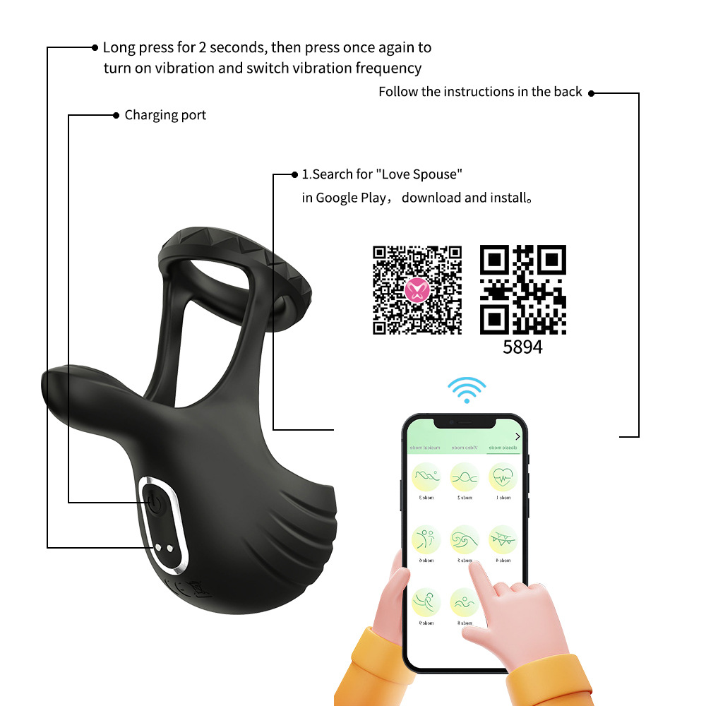 Advanced App-Controlled Vibrating Penis Ring & Testicle Massager