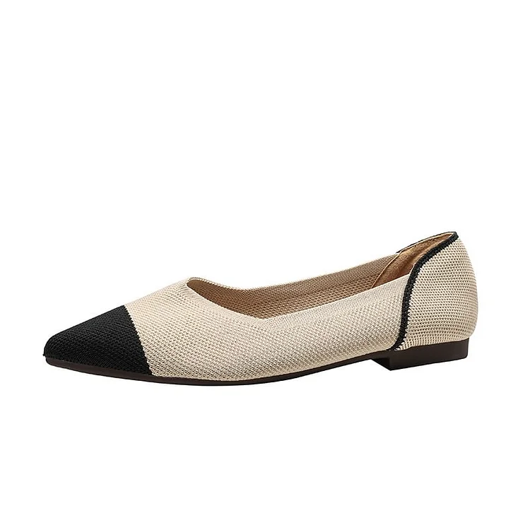 Comfortable Classy Knit Cap Toe Flats-Apricot