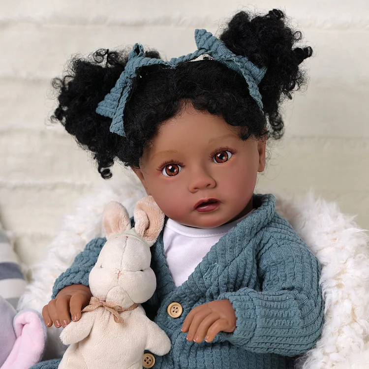 Babeside Quiet Reborn Baby Daisy 20'' African American Toddler Girl Emotional Comfort Companion
