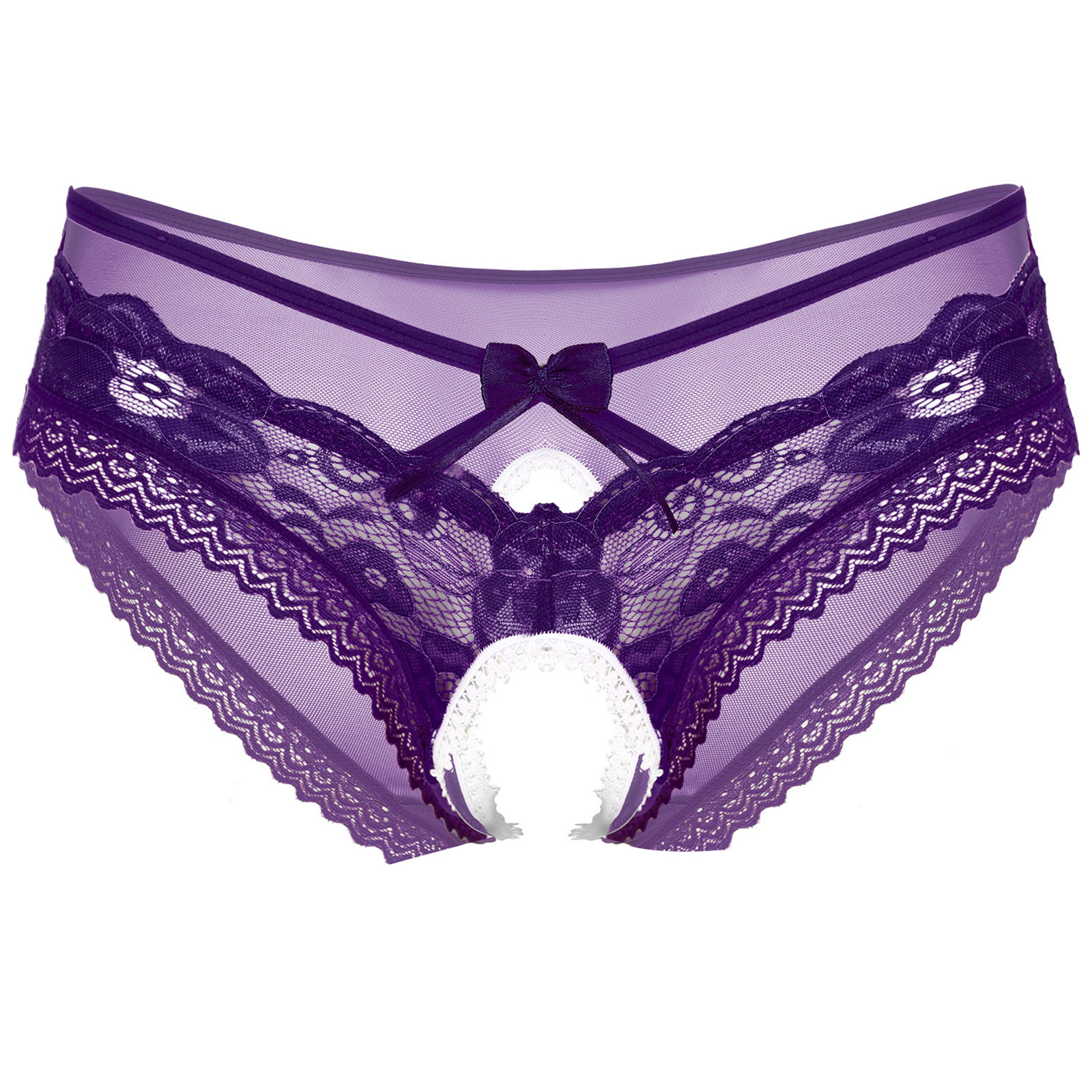 Men's see-through mesh tie-up crotchless underwear
