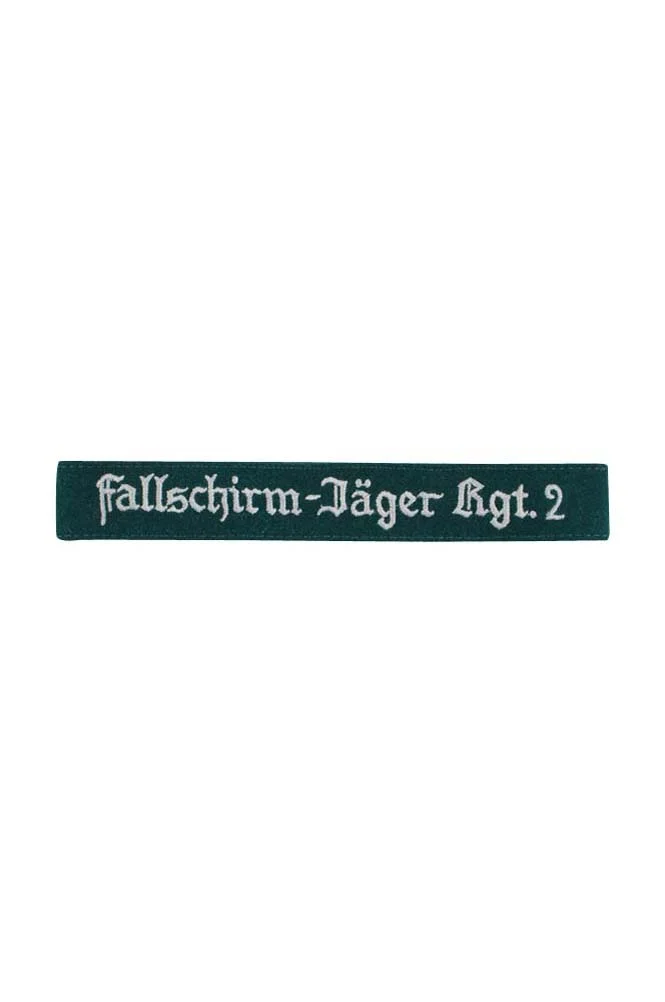   Luftwaffe Fallschirmjäger Rgt.2 EM Dark Green Backing Cuff Title German-Uniform
