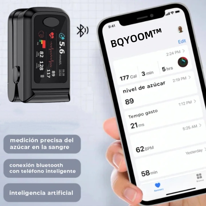 BQYOOM™ Monitor di Glucosiu Non Invasivu Avanzatu - Precisione di 99.9%