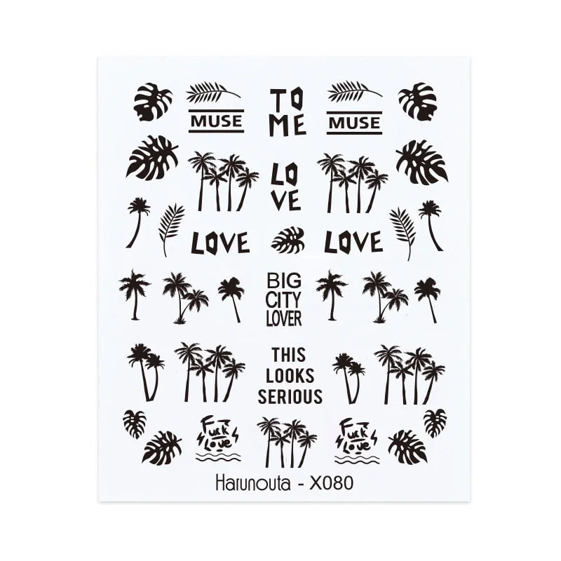 1Pc Spring Water Nail Decal And Sticker Flower Leaf Tree Green Simple Summer DIY Slider For Manicuring Nail Art Watermark