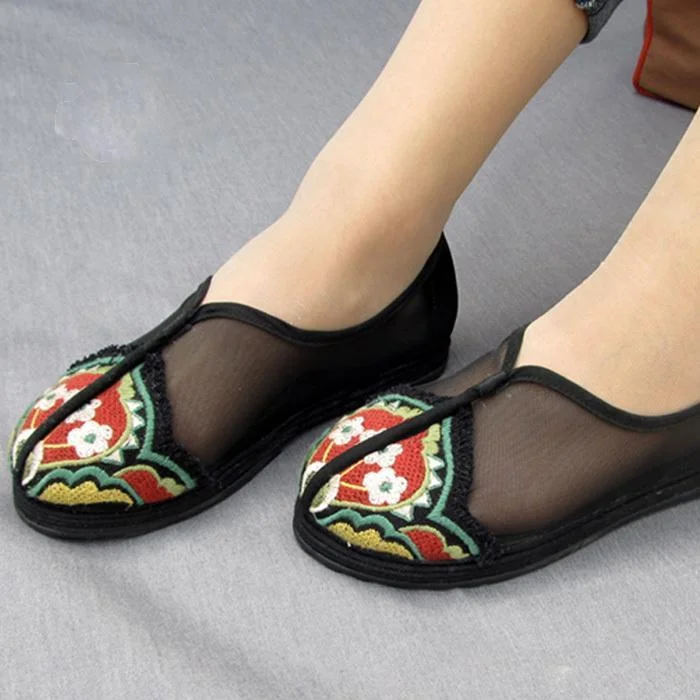 Uforever21 - Spring And Summer Embroidered National Mesh Sandals