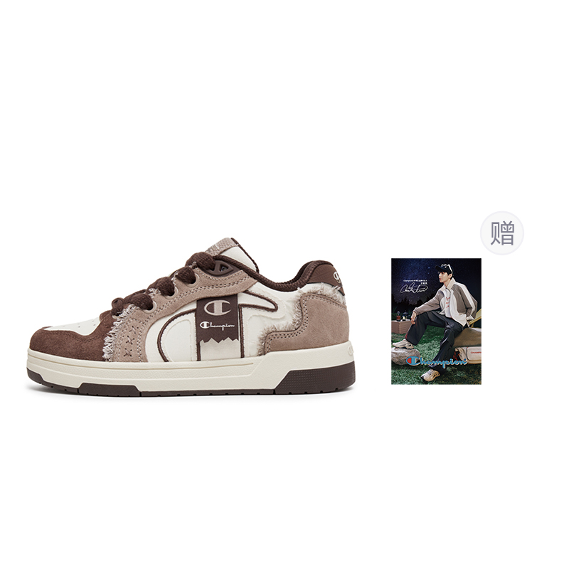 Champion Ribbon Shoes Balance Low Top Skateboard Shoes Unisex Velvet Brown/Milk White