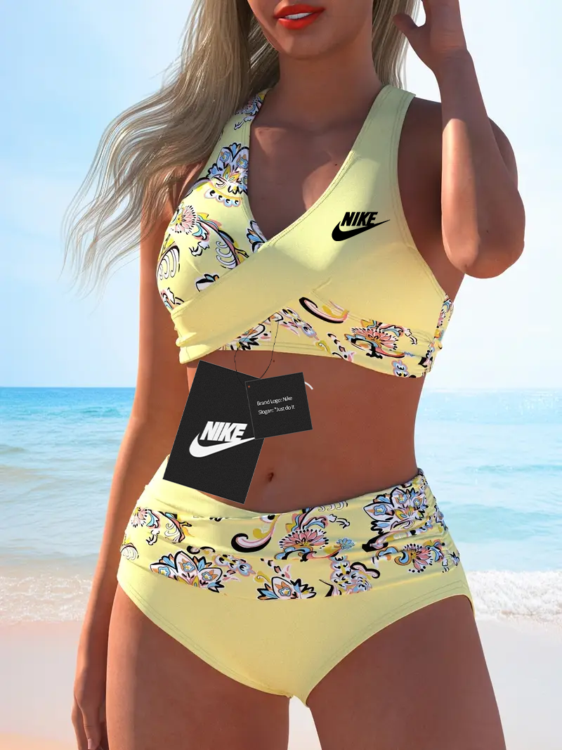 Novo conjunto de fatos de banho bicolor de praia para mulher 2025