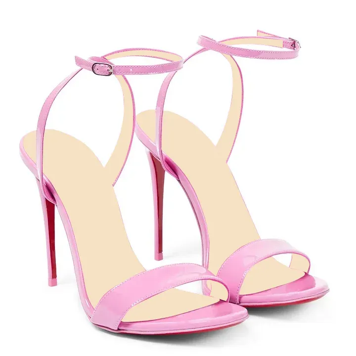 120mm/100mm Round Open Toe Ankle Strap High Heel Sandals Red Bottom Pumps Vocosi VOCOSI